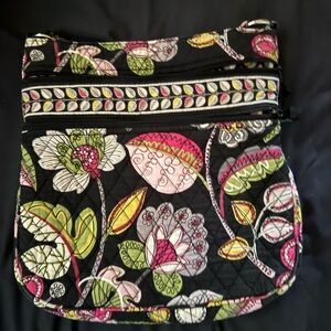 VERA BRADLEY Crossbody Bag Moon Blooms Black Multi Floral